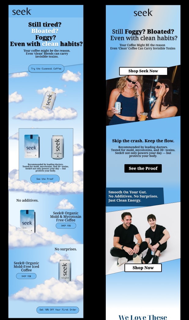 A render of three white cylindrical columns, against a warm creme background
